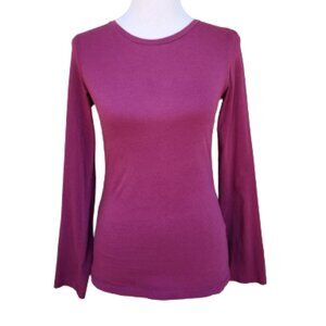 4Paix Purple Basic Crewneck Long Sleeve Top Casual Solid
